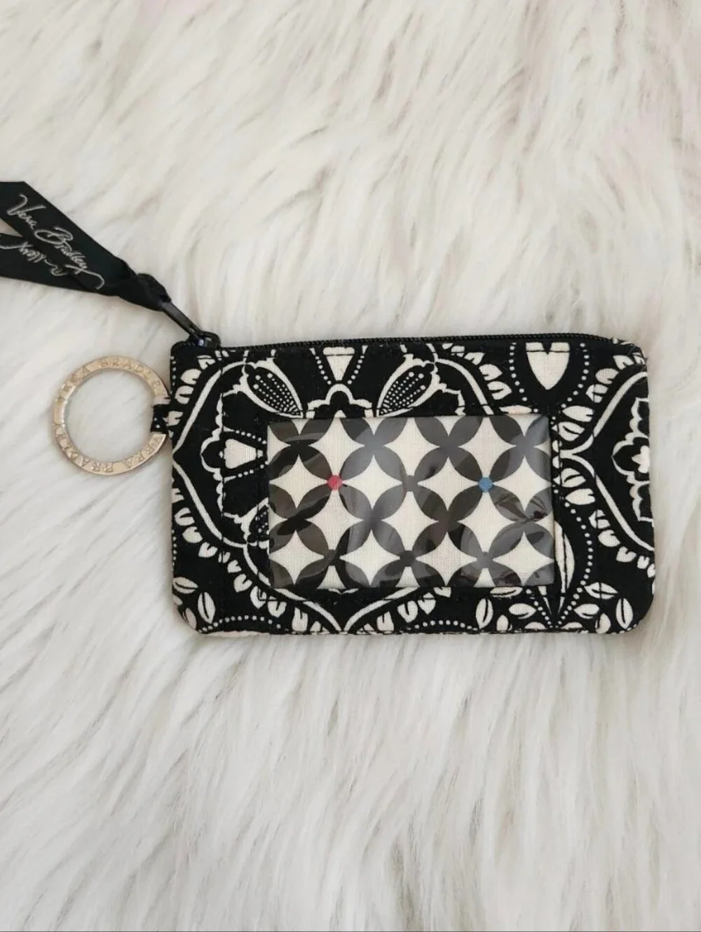 Vera Bradley Black White Paisley Wallet & Makeup Bag Bundle Set